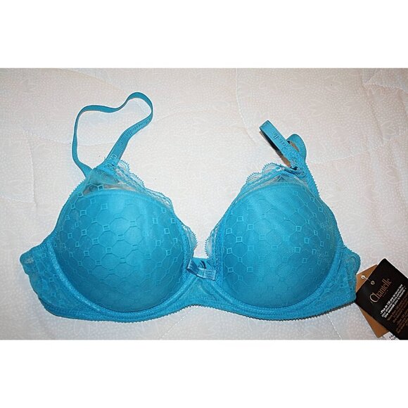 New w/Tags - 36C - Chantelle "C Chic Sexy" Push Up Plunge, Mesh Overlay, CUTE!! - Picture 5 of 9